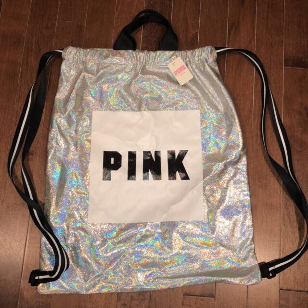pink Victoria’s Secret string bag